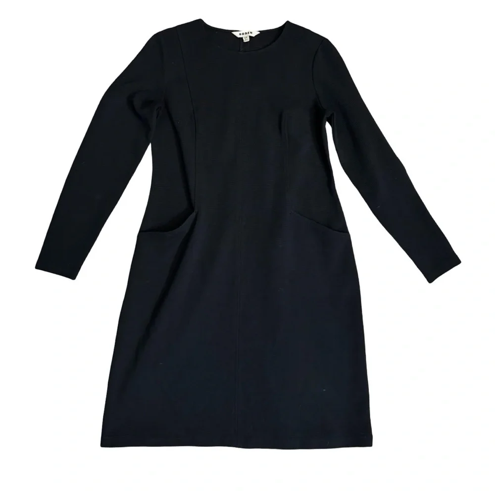 Boden Ellen Ottoman Dress Size 10 Long Sleeve Black Dress Career Office Work